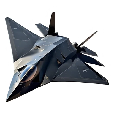 F-117 Nighthawk - Lockheed Martin (Stealth Grey) A futuristic stealth attack aircraft with a distinct faceted, angular design in a stealthy matte grey. Its sharp, jagged edges and unconventional, almost alien-like shape make it look like a shadow cutting through the night sky. The surface should appear non-reflective with subtle panel lines. sticker