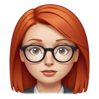 woman with straight red hair, glasses and piercing in her nose, using a computer sticker