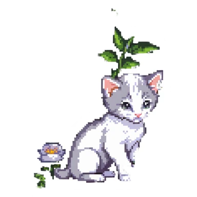Kitten smells flowers sticker