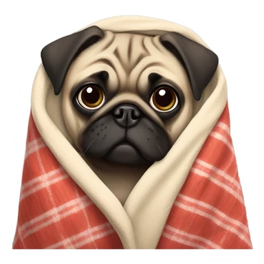 Pug dog with blanket sticker
