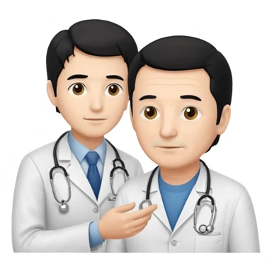 doctor black hair attending to a old man  sticker