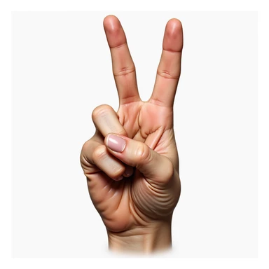 naturalistic depiction of a hand making the ASL R sign, fingers crossed, palm forward, realistic anatomy and color sticker