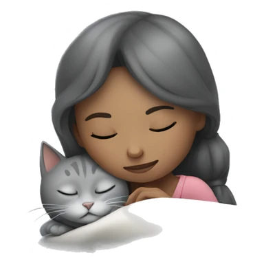 Girl and grey cat sleeping  sticker