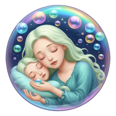 soap bubble with sleeing woman inside sticker