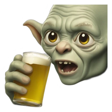 Gollum drinking beer sticker