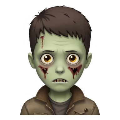 zombie white boy with dark brown edgar haircut and brown eyes sticker