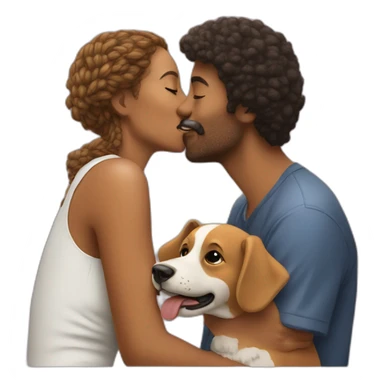 two personne kiss a dog sticker