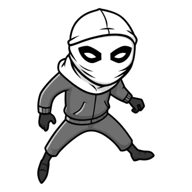 thief with mask in black and white sticker