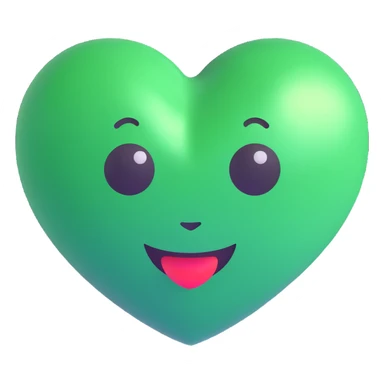 green heart, glossy and 3D, emoji style sticker