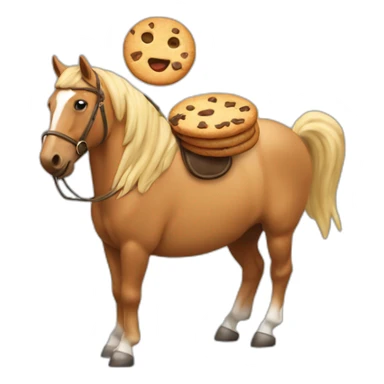Chat qui mange un cookie sur le dos d’un cheval sticker