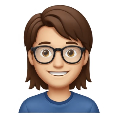 Studio ghibli boy smiling with long hair and glasses sticker