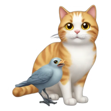 cat speaking with bird sticker