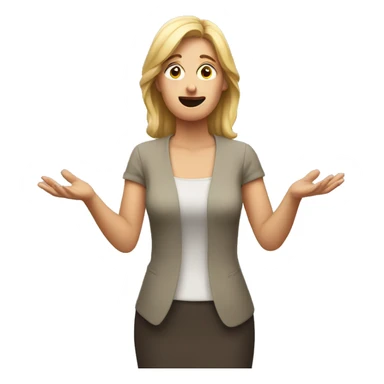 white woman shrugging hands incensed sticker