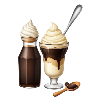 Soy sauce bottle next to ice cream. sticker