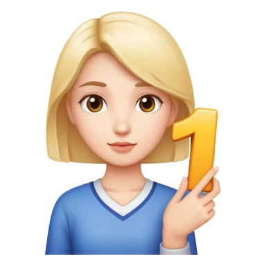 Girl holding number 1 sticker