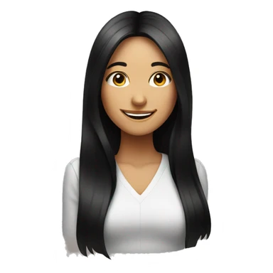 smiling woman portrait with long black hair sticker