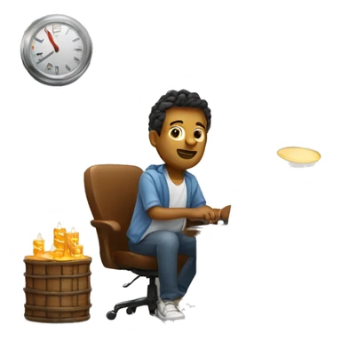 man in casual clothes who is trading stocks at a laptop, show candle sticks sticker