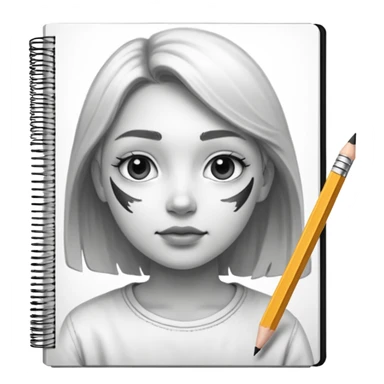 portre skecth on sketch book, with pencil. black and white sticker