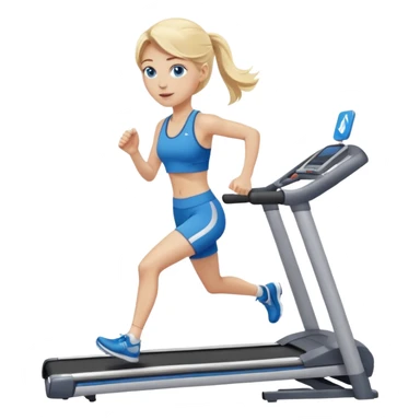 Une femme blonde yeux bleus qui cours sur un tapis de course sticker