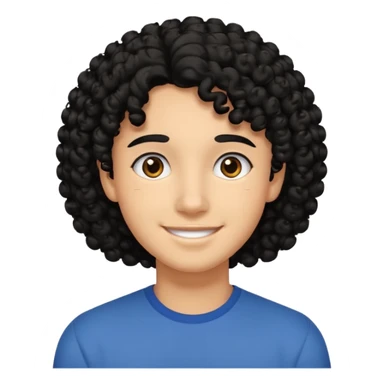 face like 18 years old, black curly hair not big, easy smile sticker