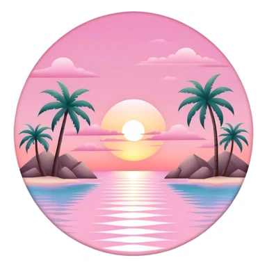 Pastel pink tropical sunset, luxury resort sticker