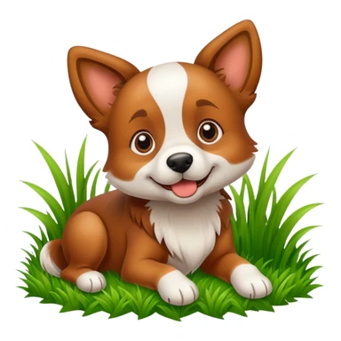 playful dog in the grass sticker