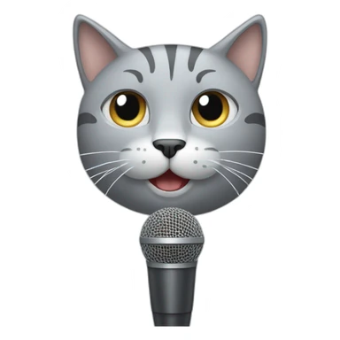 grey kitty face with mic sticker