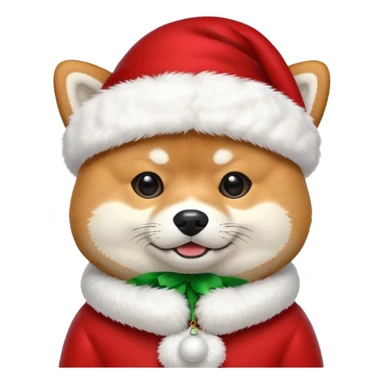Shiba inu gif portant un chapeau de noel avec un pompon blanc qui bouge sticker