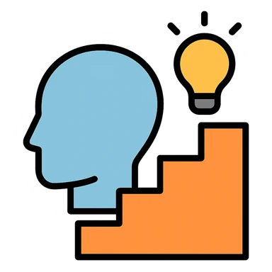 Step by step thinking icon sticker