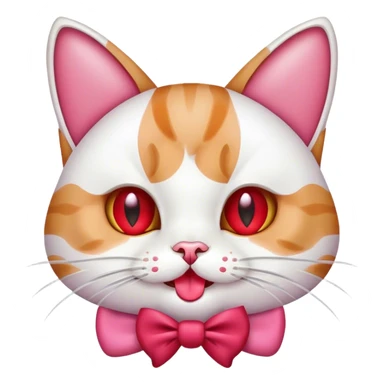 cat with tongue with a bow sticker