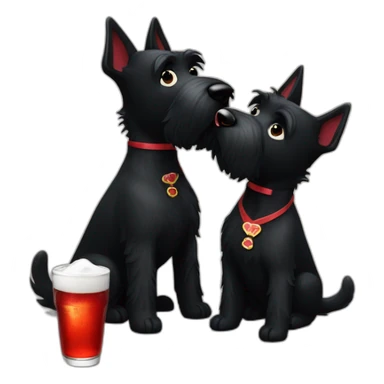 Two black Scottish terrier kissing uno sin cola sticker