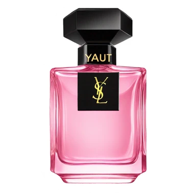 pink YSL crystal perfume bottle with black cap sticker