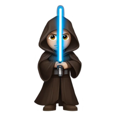 Dark side anakin skywalker (sith eyes) (brown hooded robe) (portrait, front facing) (blue lightsaber) sticker