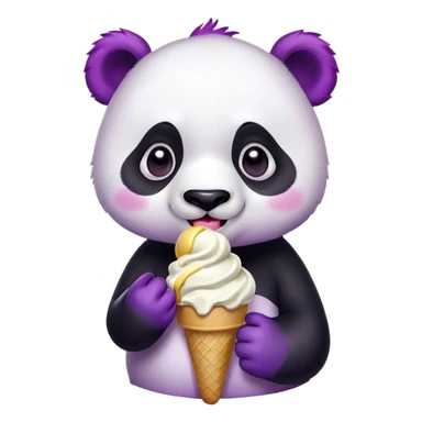 Panda with violett Hair eating ice cream sticker