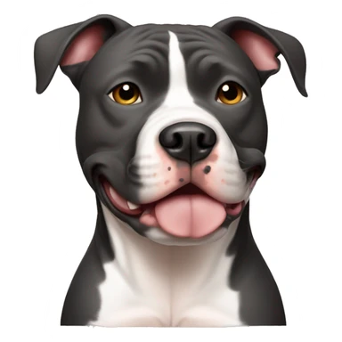 A pitbull with a white spot on his chest shaped like italy sticker