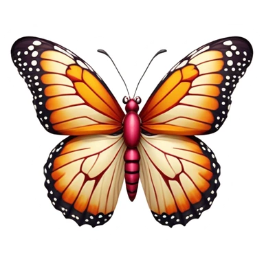 Cinematic Realistic Comical monarch Butterfly Portrait Emoji, Head tilted dramatically with an exaggeratedly amused expression, featuring striking, vividly detailed ruby wings with bold, playful patterns and wide, expressive eyes brimming with humorous disbelief, rendered with lifelike texture and vibrant natural hues, high shine, dramatic yet playful, styled with an air of cheeky garden mischief, soft glowing outline, capturing the essence of a spirited and over‐the‐top red butterfly that looks ready to flutter its way into viral fame! sticker