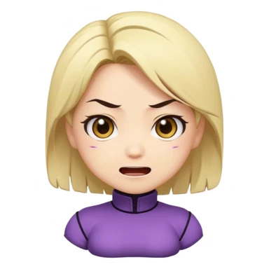 Chibi anime emoji of Nina Williams (Tekken), super-deformed proportions, big expressive eyes, minimal details, bold outlines, flat colors, cute facial expressions (smile, surprised, angry), sticker emoji style, clean background, wholesome and safe sticker