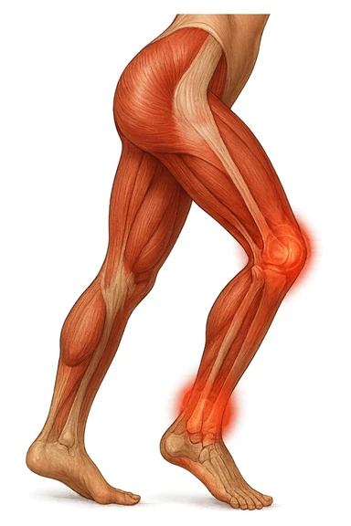 PRENDI SPUNTO DALLA FOTO E FAMMI A LIVELLO ANATOMICO LA GAMBA IN SOVRACCARICO sticker