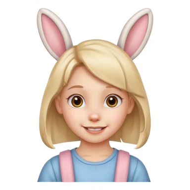 kid girl with bunny ears sticker