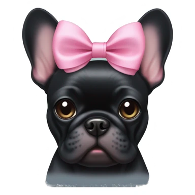 Black Frenchie with pink bow sticker