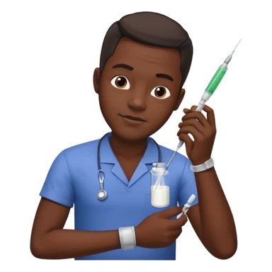 African man putting needle in his arm for medicine reason  sticker