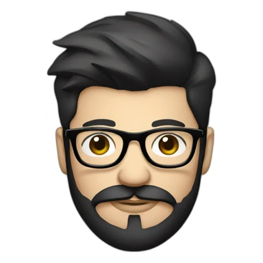 Hipster with black hair, beard and glasses drinking cappuccino   sticker