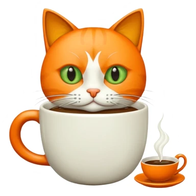Gato naranja tomando café frio sticker