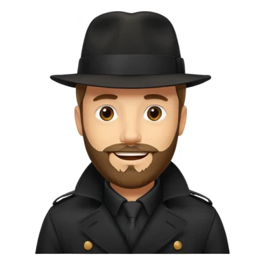 bearded man in black in black trenchcoat  sticker