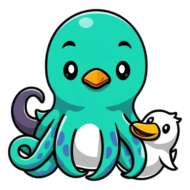 An octopus with penguin body and duck head sticker