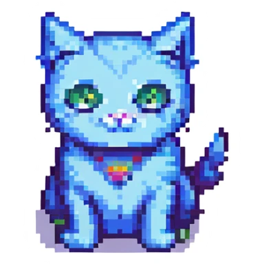 super cat, pixel art style sticker