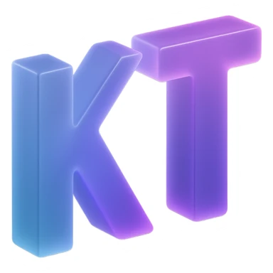 the letters KT with a fancy colorful gradient for the color with blue and purple sticker