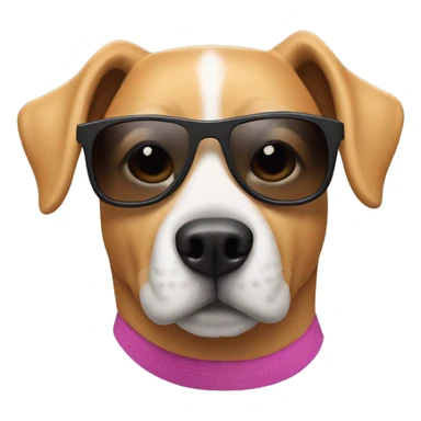 Dog wearing Lululemon clothes and sunglasses sticker