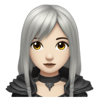 goth,girl,ash color hair,dark-souls,long,adorable sticker