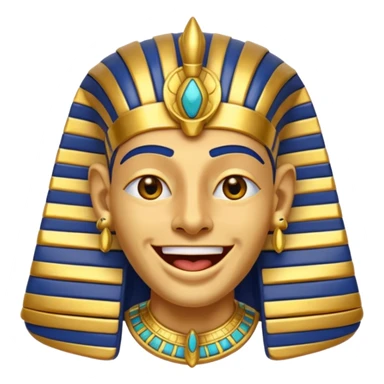 Discord emoji for "RA Silkroad", Ancient Egyptian theme, funny Pharaoh face laughing widely, cartoonish, colorful, shiny gold accents, small and clear, perfect for emoji use.
 sticker